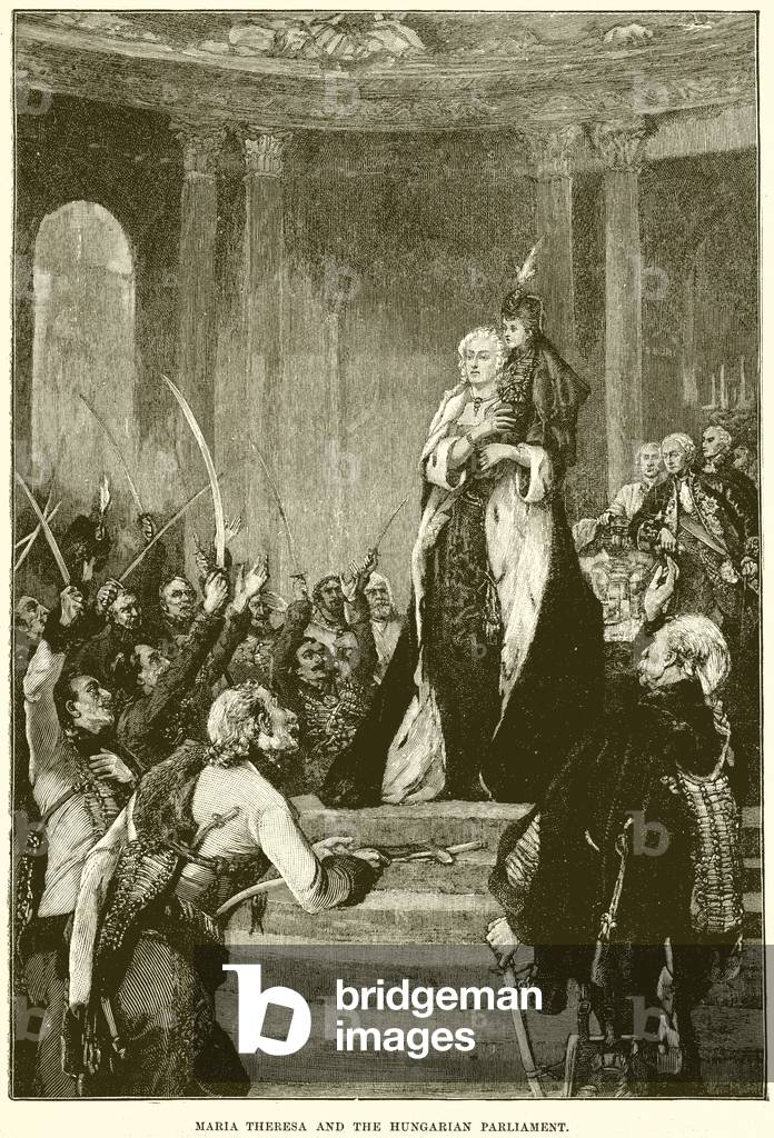 Maria Theresa and the Hungarian Parliament (engraving)
