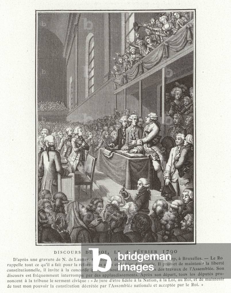 Speech by King Louis XVI of France to the National Assembly, French Revolution, 4 February 1790 (engraving)