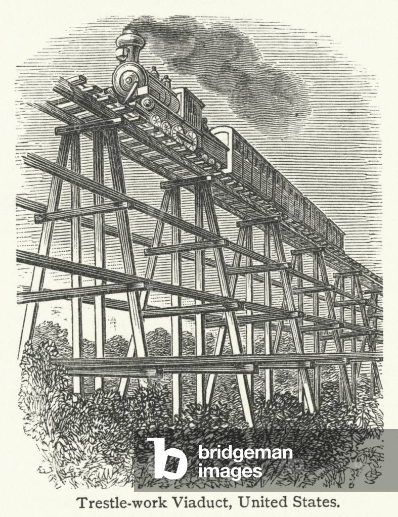 Trestle-work Viaduct, United States (engraving)
