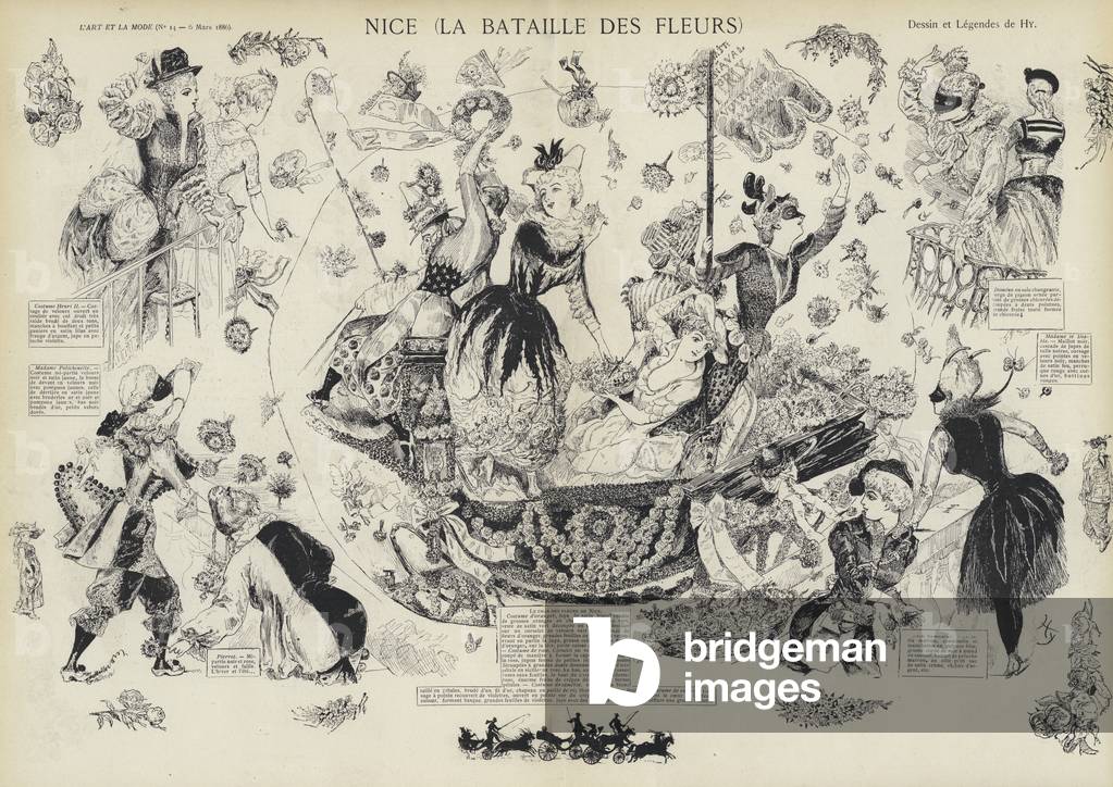 Annual Battle of the Flowers, Nice, France (litho)