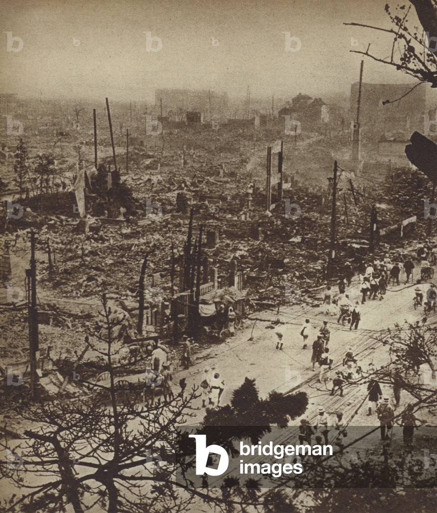 Devastation in Tokyo caused by the Great Kanto Earthquake of 1923 (b/w photo)