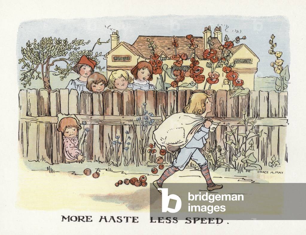 Proverbs Improved: More Haste Less Speed (colour litho)