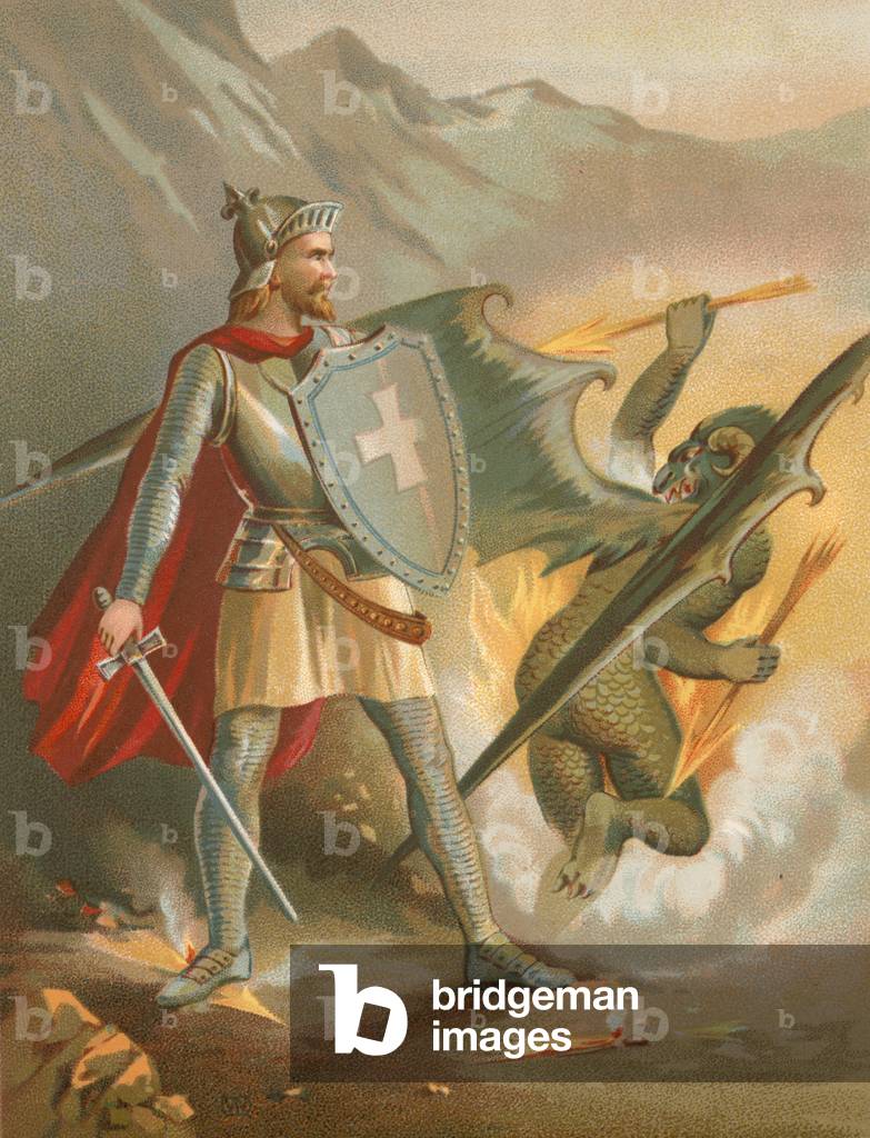 Christian vanquishes Apollyon (chromolitho)