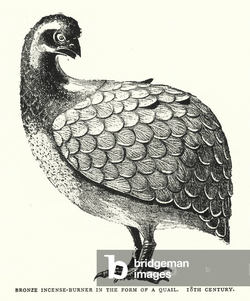 Bronze Incense-Burner in the Form of a Quail, 18th Century (litho)