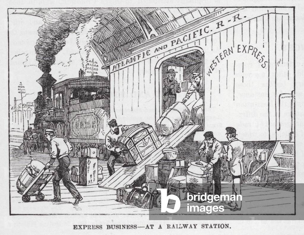 Express Business, at a Railway Station (engraving)
