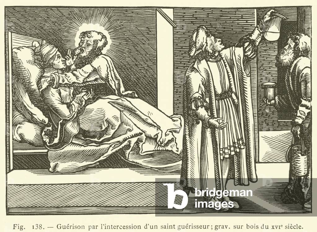 Guerison par l'intercession d'un saint guerisseur (engraving)