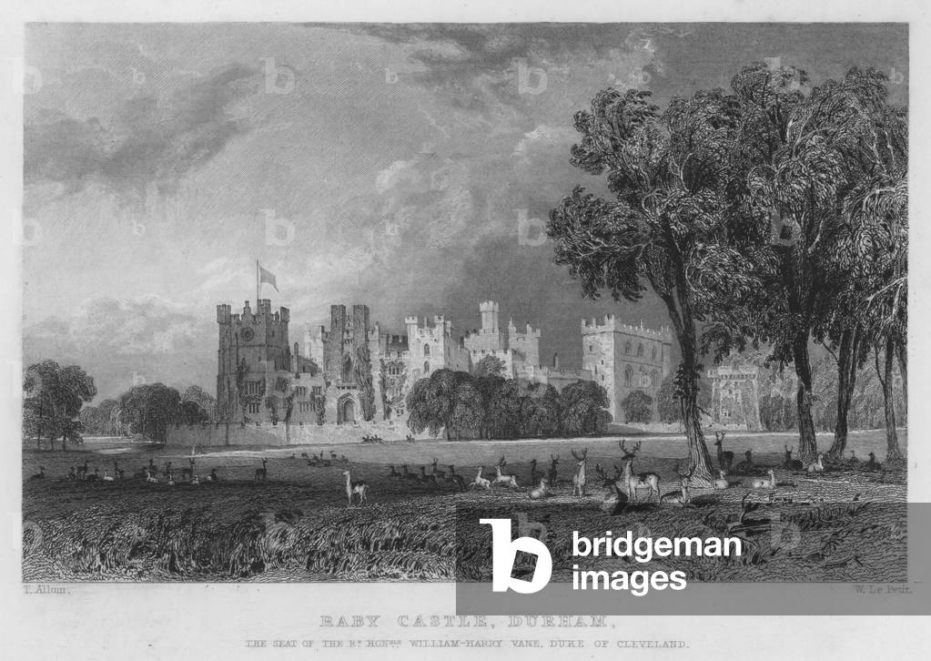 Raby Castle, Durham, the seat of William-Harry Vane, Duke of Cleveland (engraving)