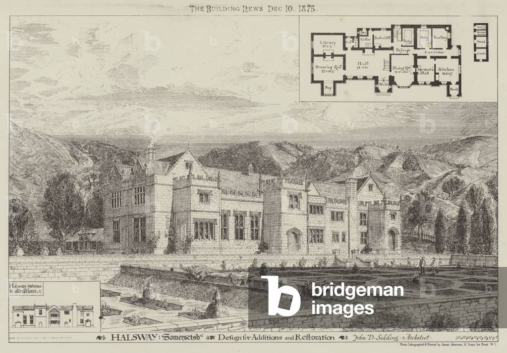 Halsway, Somersetshire, Design for Additions and Restoration (engraving)