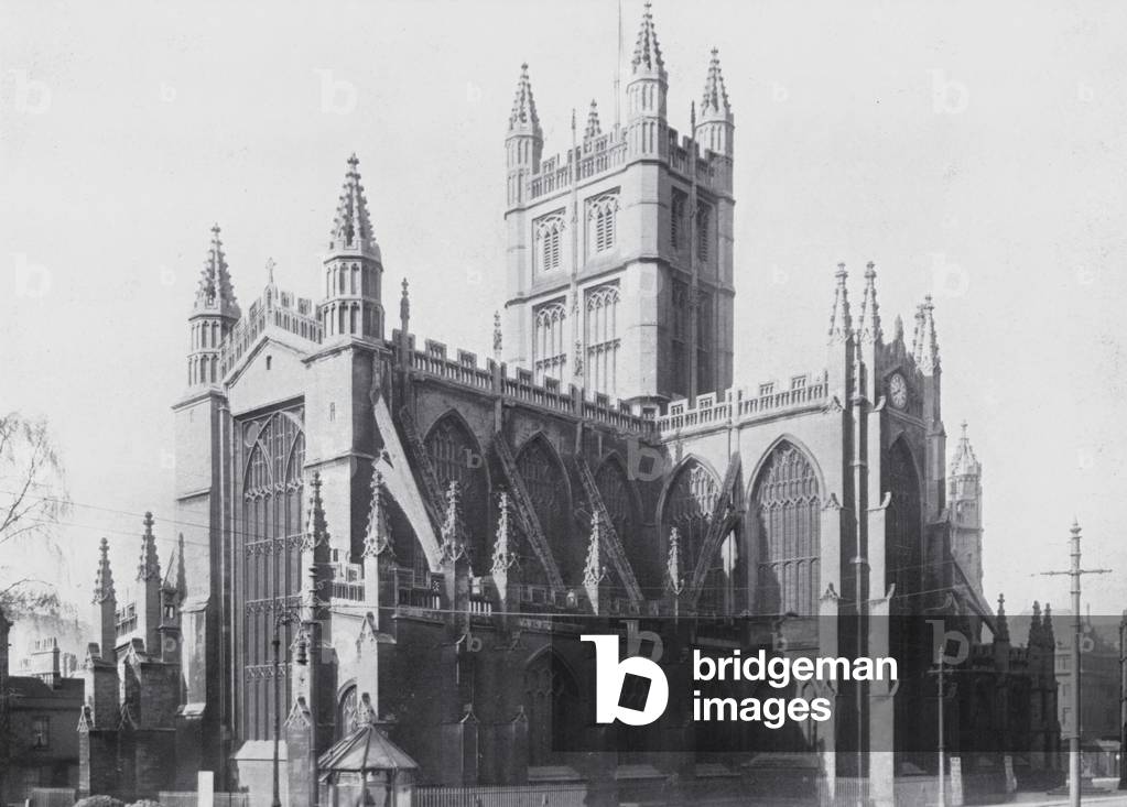 Bath: Bath Abbey from the Orange Grove (b/w photo)