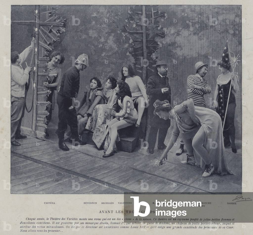 Actors and actresses at the Theatre des Varietes, Paris (b/w photo)