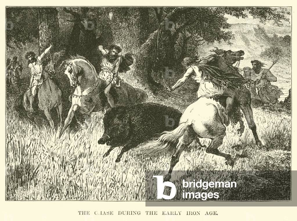 The chase during the Early Iron Age (engraving)