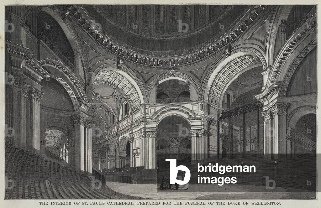 The Interior of St Paul's Cathedral, prepared for the Funeral of the Duke of Wellington (engraving)