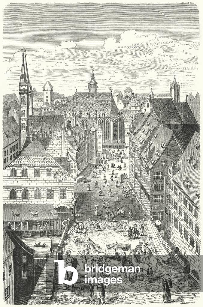 A street in Nuremberg in the 15th Century (engraving)