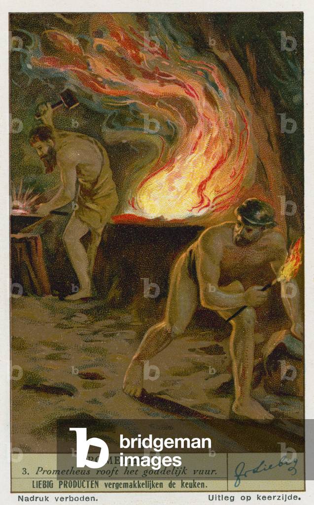 Prometheus stealing fire from the Gods (chromolitho)
