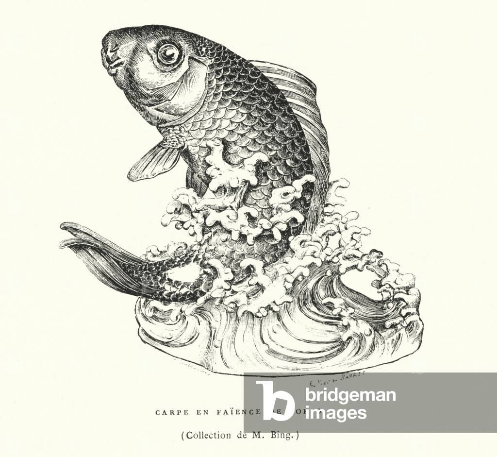 Japanese faience carp (engraving)