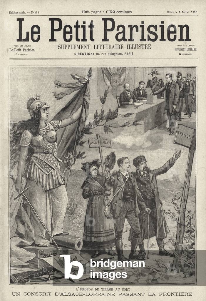 Resistance of the population of Alsace-Lorraine to attempts to Germanise them after the Franco-Prussian War (engraving)