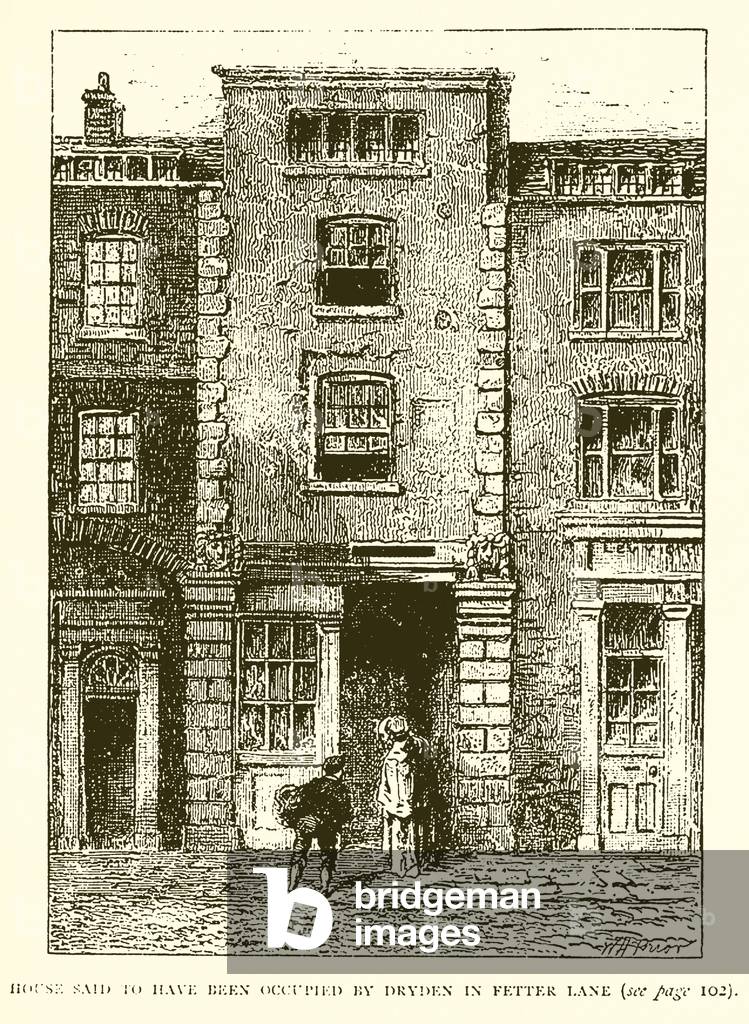 House said to have been occupied by Dryden in Fetter Lane (engraving)