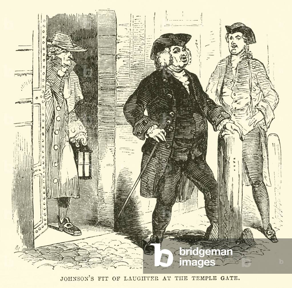 Johnson's Fit of Laughter at the Temple Gate (engraving)