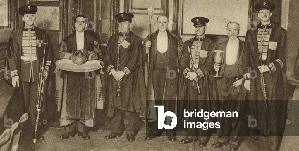 Annual ceremony to elect a new master of the Saddlers' Company of the City of London (b/w photo)