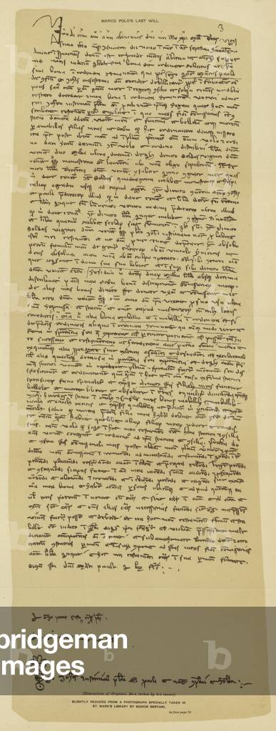 Marco Polo's Last Will (colour litho)