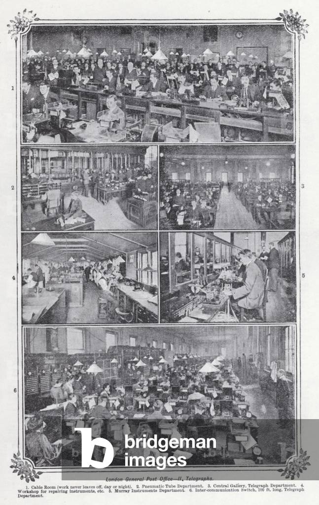 London General Post Office, Telegraphs (b/w photo)