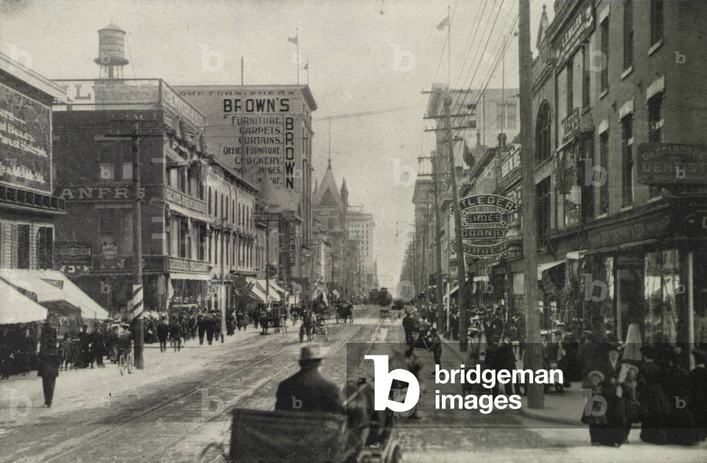 Toronto: Yonge Street, looking South from Shuter Street (b/w photo)