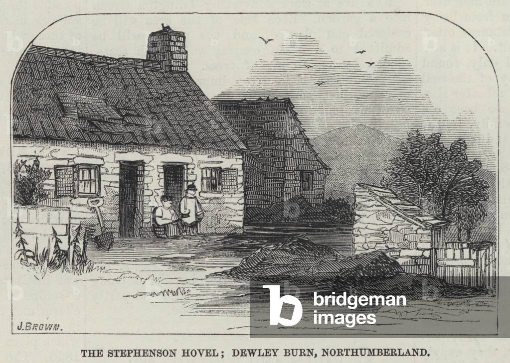 The Stephenson Hovel, Dewley Burn, Northumberland (engraving)