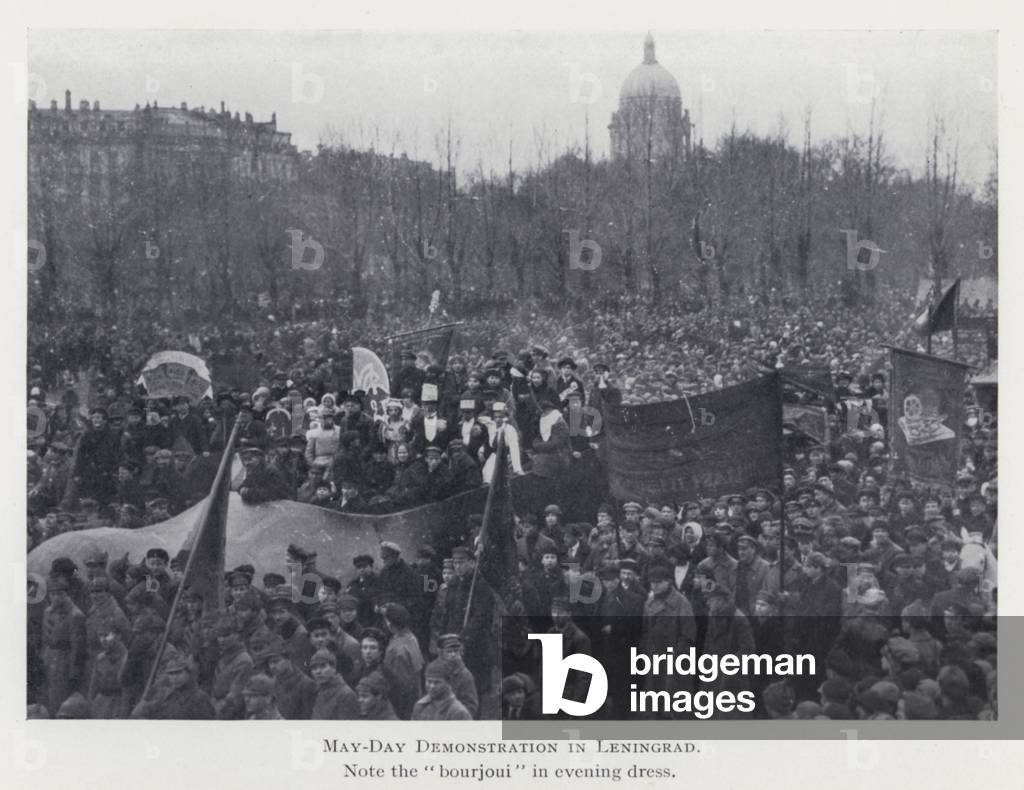 May-Day Demonstration in Leningrad (b/w photo)