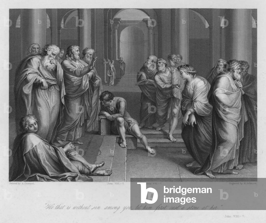 The Woman taken in Adultery, John VIII, 7 (engraving)