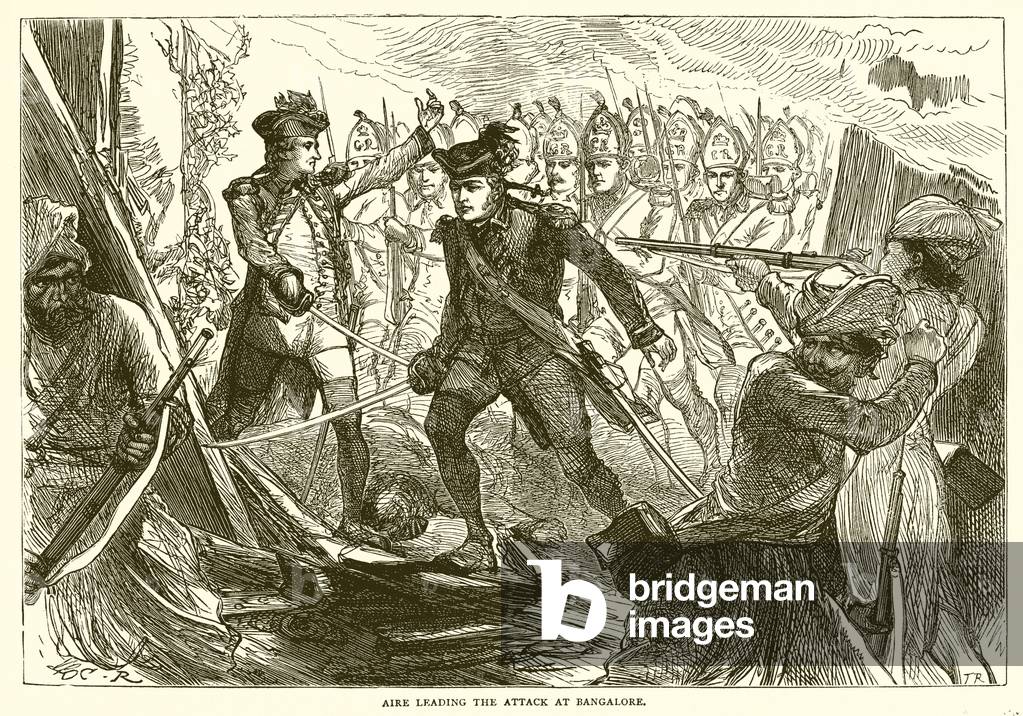 Aire leading the attack at Bangalore (engraving)
