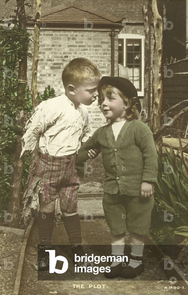 Two little boys plotting (colour photo)