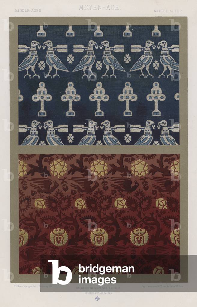 L'Ornement Des Tissus: Middle Ages, Moyen-Age, Mittel-Alter (colour litho)