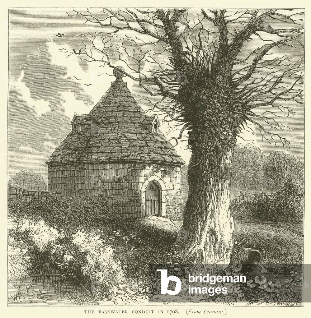 The Bayswater Conduit in 1798, from Lennant (engraving)