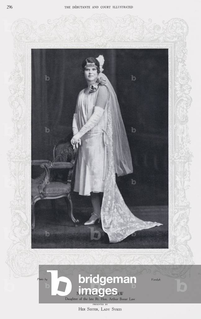 Miss Catherine Law, Daughter of the late Right Honourable Arthur Bonar Law, presented by Her Sister, Lady Sykes (b/w photo)