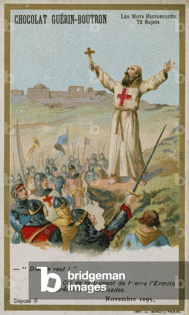 Chocolat Guerin-Boutron trade card, Historic Words series (chromolitho)