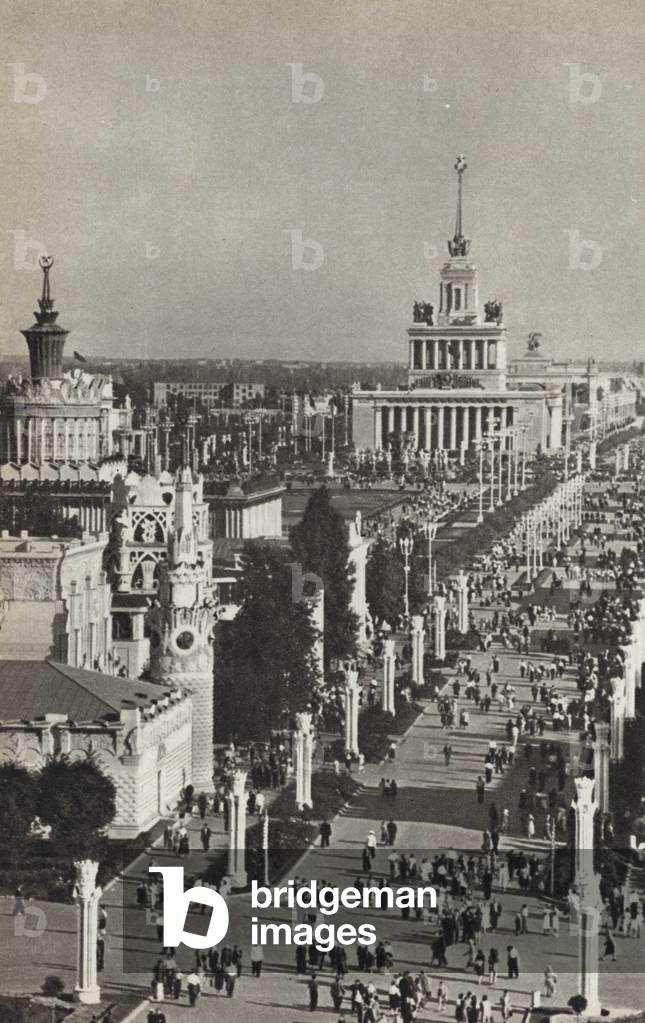 USSR circa 1960: At the Exhibition of Soviet Economic Achievement in Moscow (b/w photo)