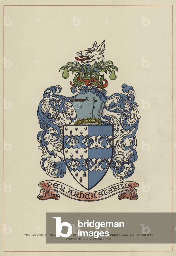 The Armorial Bearings of Charles Wilbraham Perryman, Esquire of Bifrons, Farnborough, County Southampton (colour litho)