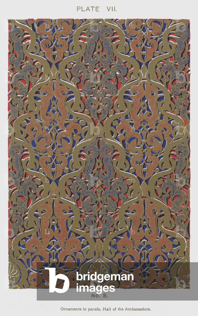 Ornaments in panels, Hall of the Ambassadors (colour litho)