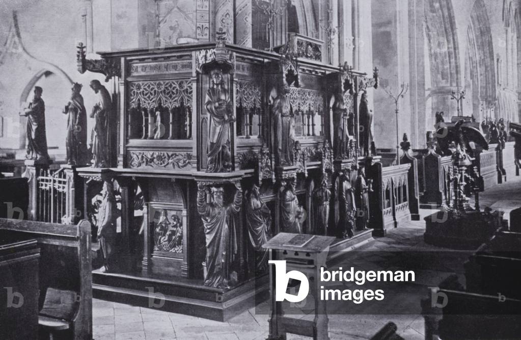 St Nicholas Church, The Pulpit (b/w photo)