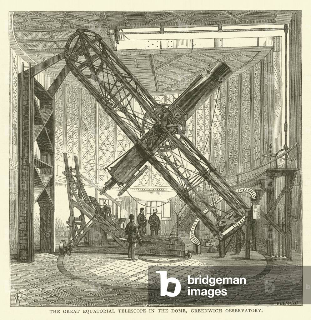 The Great Equatorial Telescope in the Dome, Greenwich Observatory (engraving)