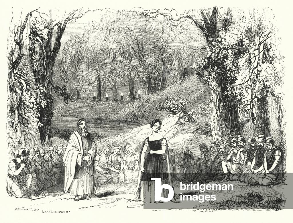 Illustration for the opera Norma, by Bellini (engraving)