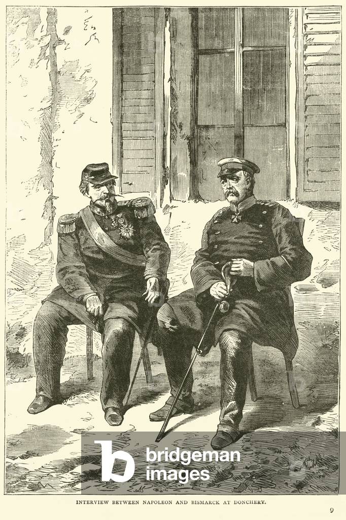 Interview between Napoleon and Bismarck at Donchery, September 1870 (engraving)