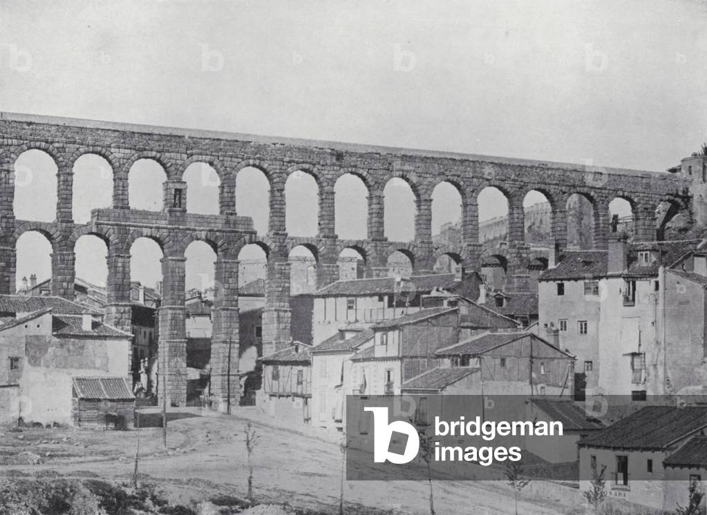The Roman Aqueduct, Segovia (b/w photo)