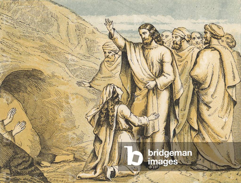 The Raising of Lazarus (coloured engraving)