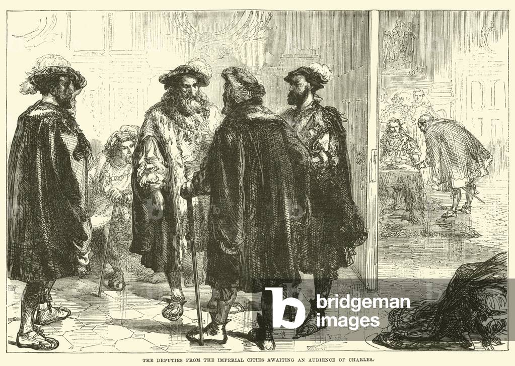 The Deputies from the Imperial Cities awaiting an Audience of Charles (engraving)