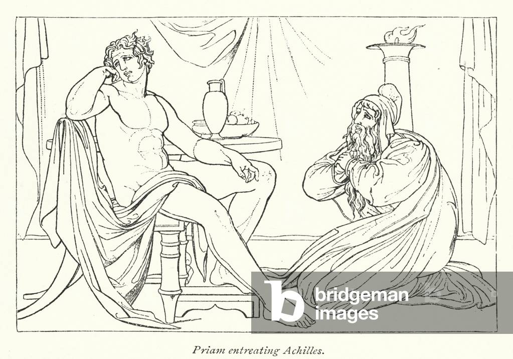 Priam entreating Achilles (litho)