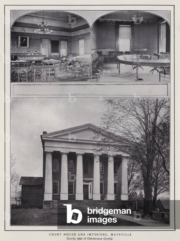 Jamestown, NY: Court House and Interiors, Maysville (b/w photo)