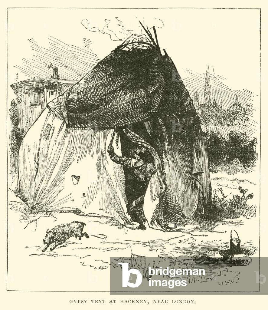Gypsy tent at Hackney, near London (engraving)