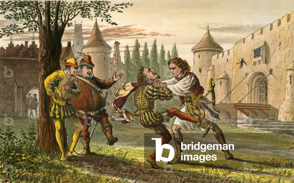 Twelfth Night, Act IV, Scene I (colour litho)