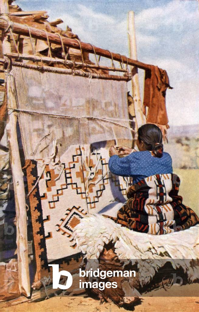 Weaving Navaho blankets (colour photo)
